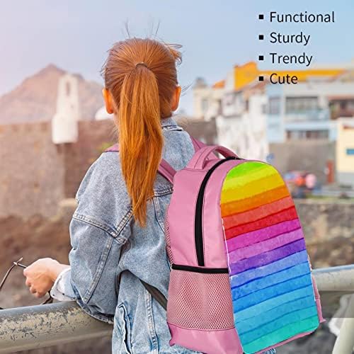 Mochila VBFOFBV para mulheres Laptop Daypack Backpack Saco casual, arco -íris listrado em aquarela listrado