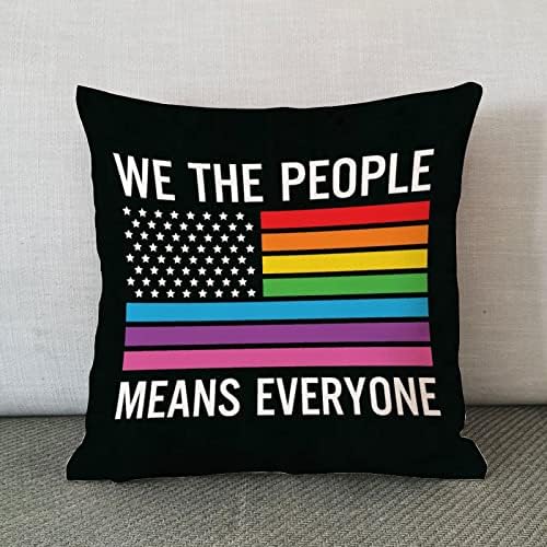 Nós, o povo significa que todo mundo joga travesseiro de travesseiro romântico travesseiro pansexual transgênero lgbtq gay arco -íris capa de almofada de arco -íris decortaive travesseiro decoração para sofá quarto quarto 24x24in