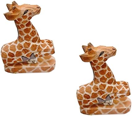 Tang Song 2 PCs Creative Wood Escultura de girafas Handicrafts Spapler de desktop para material de ginástica Decoração de