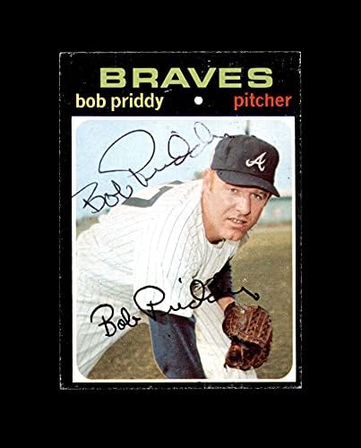 Bob Priddy Hand assinou 1971 Topps Atlanta Braves Autograph