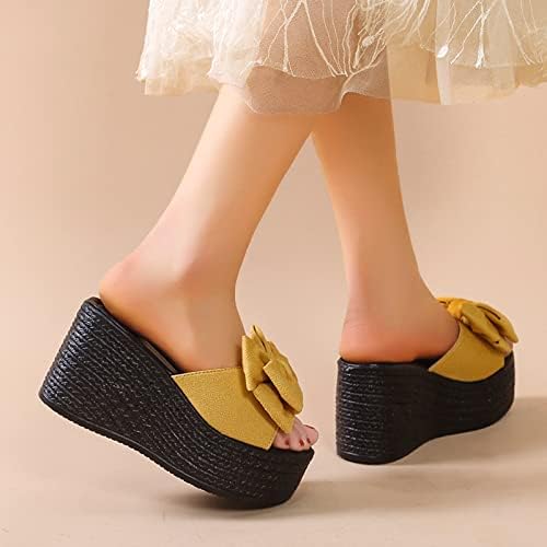 Plataforma da boca de peixe -arco chinelos de moda de pano de pano de pano casual casual sandálias abertas para mulheres