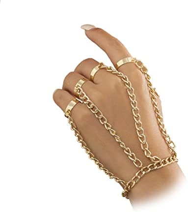 ImpureRin Metal Dybing Ring Bracelet para mulheres anéis de corrente ajustável Bracelete de mão -de -obra Acessórios