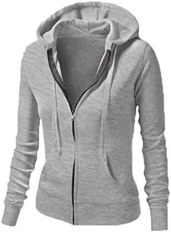 Moda Womens Full Zip Hoodie - Slim Fit Fit Fin Lightweight Sweater de manga comprida ioga ativa Running