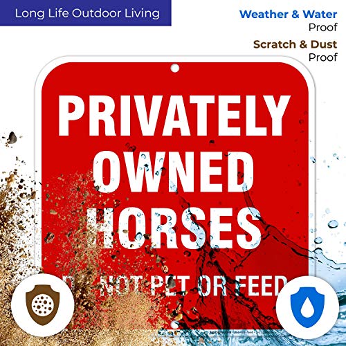 Cavalos de propriedade privada Signo, não alimente os cavalos, signo, alumínio sem ferrugem quadrado de 12x12, resistência ao clima/desbotamento,