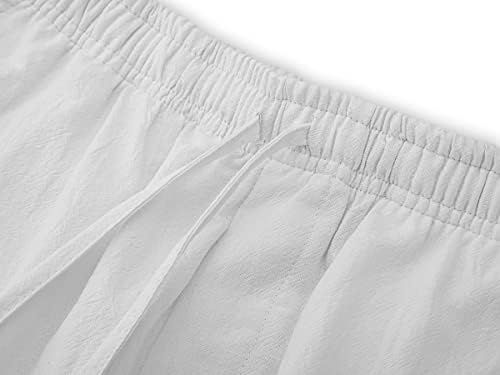 Shorts de linho masculinos de YKB algodão de algodão de ginástica leve de ginástica de ginástica para homens