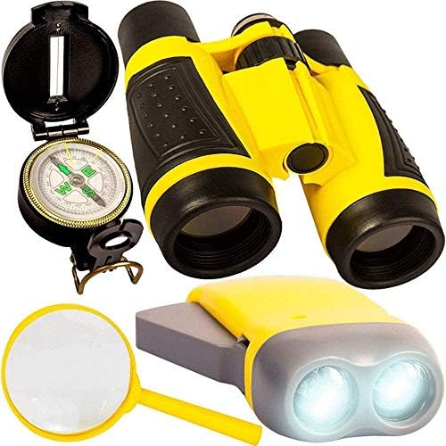 Yang1mn.binocular Free Kids Binoculars Flachada Compass Linente Glass Glass Toy Conjunto é adequado para acampar pássaros que observam