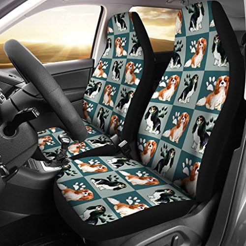 Great Breed Store Cavalier King Charles Spaniel Pattern Padring Print Car Seat Covers