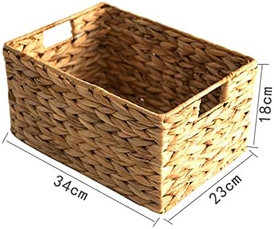 Cesto de armazenamento feito artesanato natural cesto de armazenamento de palha, cesta de armazenamento de tecido, cesta de armazenamento