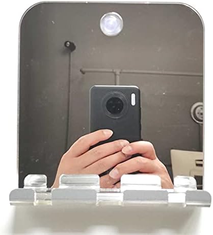 SM Sunnimix Deluxe Anti-Capa espelho do chuveiro, espelho de barbear de banheiro sem nevoeiro com copo de sucção, com 3 ganchos