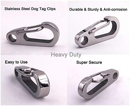 Com dano 2 clipes de etiqueta de cachorro de pacote, aço inoxidável clipes rápidos de aço pesado portador de identificação de estimação
