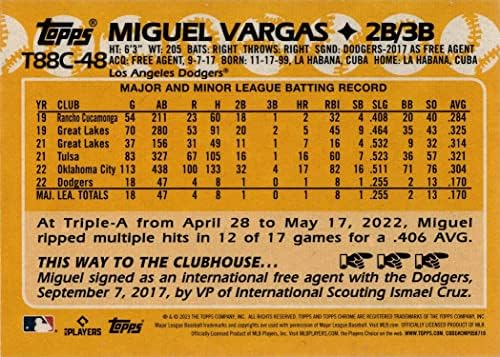 2023 Topps 1988 Silver Chrome Baseball #T88C-48 Miguel Vargas ROOKIE CARD