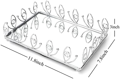 Bandeja de Crystal Cosmetic, espelho de bandeja decorativa, bandeja de jóias da bandeja Bandeja de maquiagem de perfume