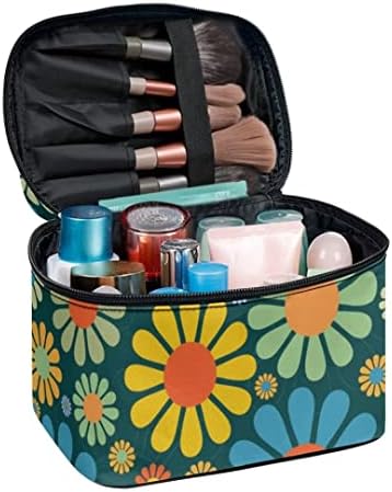 Bolsa de maquiagem da margarida Pzz Beach para mulheres meninas grandes sacos de cosméticos com portadores de escova
