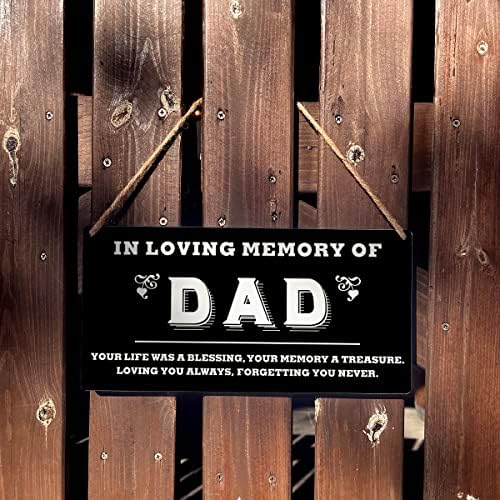 Dad Memorial Sign Gift Farmhouse em Memory Of Dad Your Life foi uma bênção de madeira pendurada placa de placa de parede decoração para decoração em casa 12 x 6 polegadas