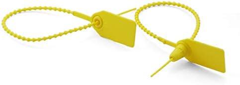 Pzrt 20pcs plástico de alta segurança selo com inserção de metal Ajustável travamento automático puxar cabos apertados tags cadeado de arame descartável para recipiente de carga trava de vedação amarela