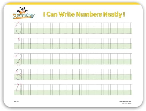 Visual Dry Erase Numbers Plact de Channie Darding para estudantes de pré-escolar, jardim de infância e ensino fundamental,