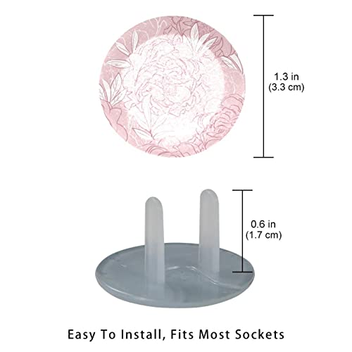 Capas de plugue de saída rosa cinza da flor de flor de 12 pacote - tampas de plugue de segurança para bebês - Durável e constante