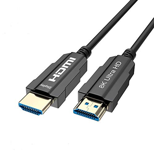 Connbull 8K HDMI 2.1 Cabo de fibra óptica 33 pés suporta 4K@120Hz, 8k@60Hz, 7680x4320 Resolução, 48Gbps para PS5 PS4 HDTV etc.
