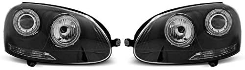 Faróis VR-1711 Luzes frontais Lâmpadas de carro faróis de faróis Driver e passageiro Lado completo Conjunto de anjo Eyes Black Compatible
