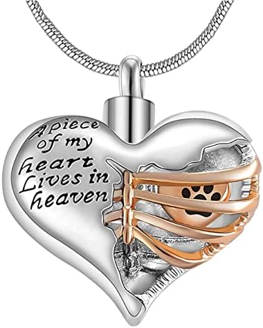 Zlxl712 Um pedaço do meu coração vive no céu Memorial Urn Heart Cremation Colar, Homens/mulheres pingentes de lembrança bfbld