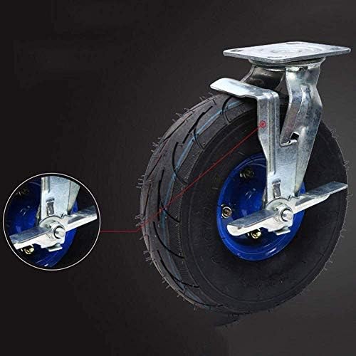 Gaxqfei 4pcs rodas giratórias rodas de 10 policsous de borracha inflável de serviço pesado, rodas industriais para carga de