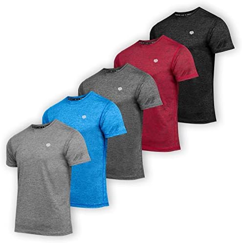 Brooklyn + Jax Men's Dry-Fit Wicking Camiseta ativa do pescoço da tripulação