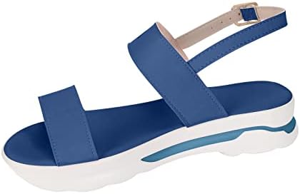 Sandálias de verão para mulheres sapatos de solada espessa plana moles moda moda de cor sólida plataforma de praia casual