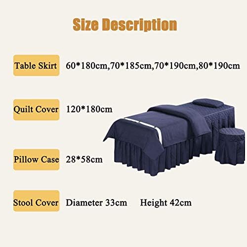 Zhuan Premium Massage Table Sheets Sets Capa de cama de beleza 4 peças de massagem respirável Camas de saia travesseiros de