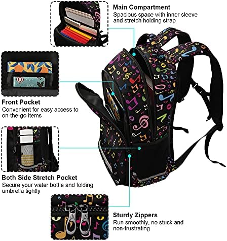 Alaza Rainbow Music Notes Backpack Backpack para homens homens personalizados Laptop Notebook Saco de bolsa escolar elegante Casual Daypack, 13 14 15,6 polegadas