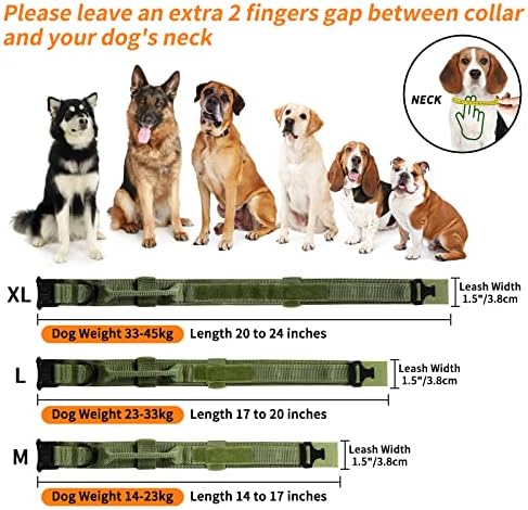 DeSoto Tactical Dog Collar com bungee Dog Leash, colarinho de cachorro ajustável e trela com alça de controle, fivela