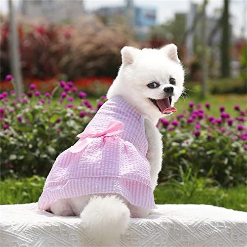 Honprad Gary Dog Roups Dress Supplies Stripes Salia gato de verão Casamento Vestido xadrez e outono Autumn Spring Knot Pet