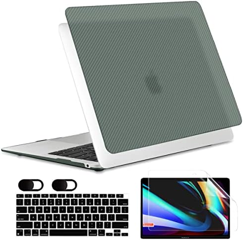Atualizar estojo de fibra de carbono meegoodo para MacBook Pro 14 polegadas Caso 2023 2022 2021 A2779 A2442 M2 M1 Pro/Max, concha dura com teclado e capa da câmera compatível com MacBook Pro M2 Case, Midnight Green Green