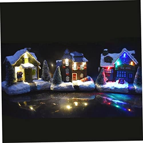 Nolitoy 2pcs para Mesa de Xmas House com luzes Resina de Natal Casa da vila iluminada pela vila vintage Village Gingerbread