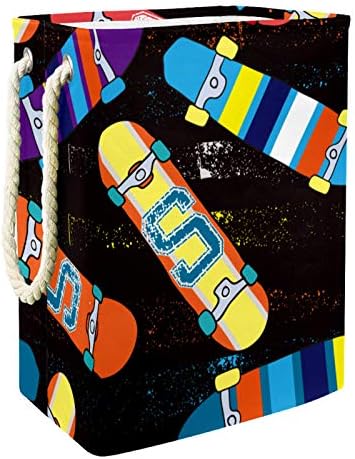 Deyya Skateboard Black Laundry Bestkets dificulta o alto resistente para crianças adultas meninos adolescentes meninas nos quartos Banheiro 19.3x11.8x15.9 em/49x30x40.5 cm