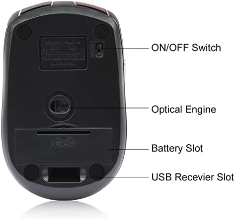 2,4 GHz mouse sem fio DPI Ajustável Gaming 6 Botões Mouse óptico com receptor USB para acessórios de computador cinza