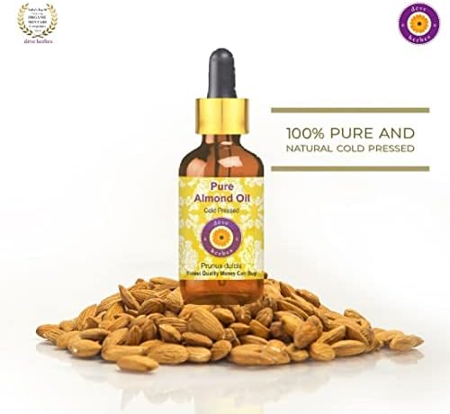 Deve Herbes Pure Almond Oil com gotas de vidro de grau terapêutico natural pressionado para cuidados pessoais 100ml