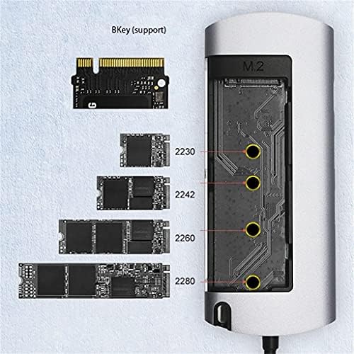 BBSJ M.2 SSD Docking Station Tipo C Multifuncional 6 em 1 NGFF Adaptador da caixa de disco rígido com USB3.0, RJ45, interface PD