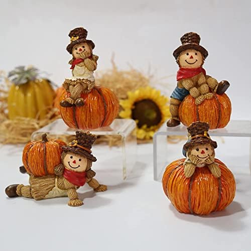 XMSJXH Decorações de Ação de Graças Gift Fiurines Autumn Scarecrow Pumpkin Harvest Figuretines