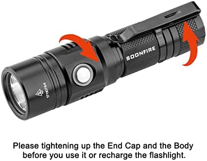 Soonfire 1000 lúmens lanterna LED, E07 USB Recarregável à prova d'água compacta EDC Aplicação da lei