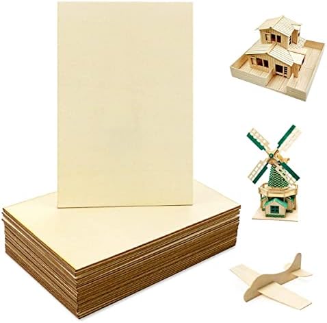 Wykoo Wood inacabado, 24 Pack Balsa Wood Leets 1/16, Basswood Fin Craft Wood Board for House Aircraft Ship Boat and