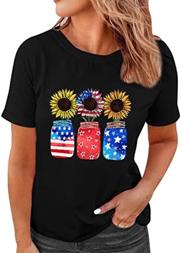 Mulher Summer Tops Women Women Summer Independence Day Impred Tee camisas
