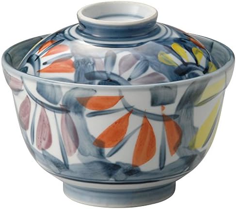 Tigela de artesanato Yamashita, cerâmica, φ4,9 x 3,9 polegadas, tampa tricolor crisântemo