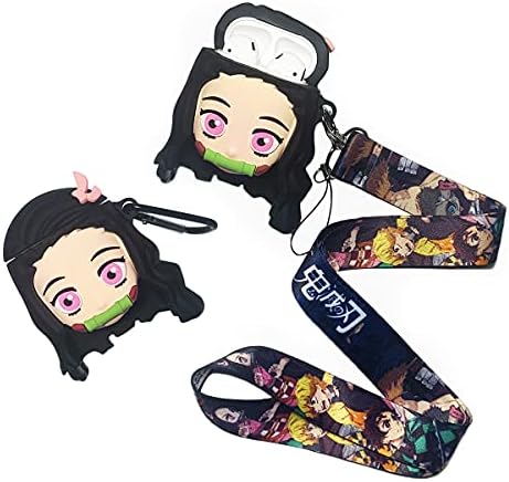 Cartoon AirPod Case, Cute Anime AirPods 1/2 Cobra com chaveiro de cordão longo, Acessórios de proteção de silicone Design de desenhos animados Kawaii Funny Cool Personagem para mulheres meninas meninos garotos