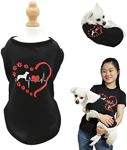 Camisa de cachorro lkex/camiseta do proprietário ， roupas de cachorro de cachorro de cachorro de cachorro de cachorro, roupas casuais de vestuário casual, padrões de batimentos cardíacos combinando animais de estimação/mamã