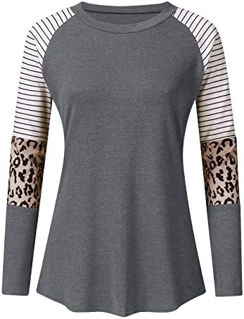 Mulheres leopardas tops ladies cair roupas de primavera mangas raglan camisetas de beisebol túnicas de túnicas casuais camisetas