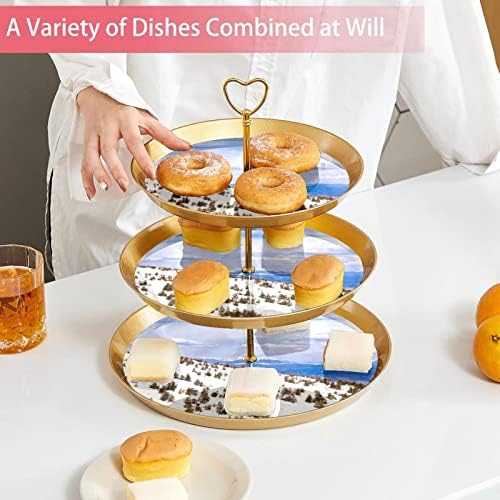 3 Placa de fruta de cupcake de 3 camadas de sobremesa Plástico para servir suporte de exibição para casamento de