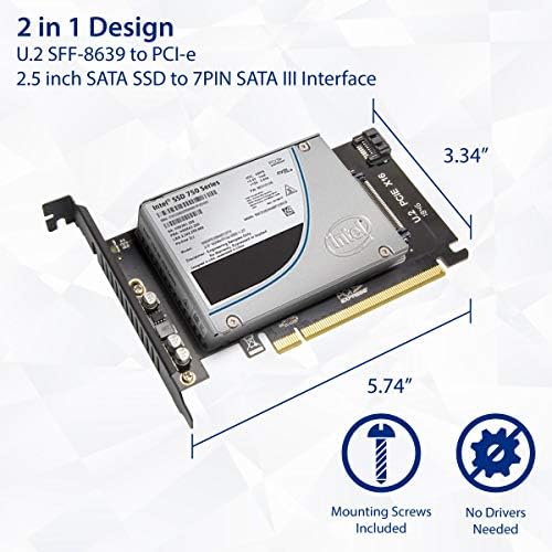 Drive de 2,5 polegadas U.2 NVME para PCI Express X16 Slot Card ou SATA III SSD/HDD PCI Mount