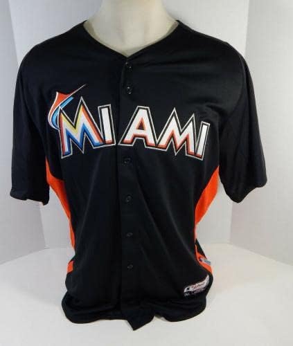 2012-13 Miami Marlins Gil Velazquez 21 Game usou Black Jersey St BP 48 711 - Jogo usou camisas MLB