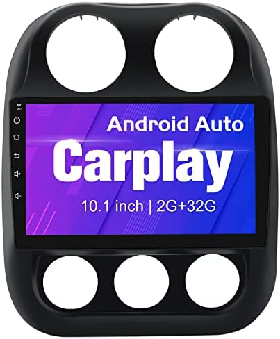 Rádio estéreo de carros de 10,1 polegadas [2Gram 32Grom] para Jeep Patriot Compass 2010- com o CarPlay Android Autoid Android 12 Player Radio com Bluetooth, WiFi, SWC, Link Mirror, GPS