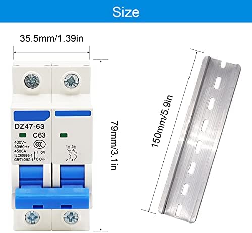 Weideer 2pcs AC Miniature Circuiter Dz47-63 C32 400V 2 Pólos 32A Din Monte Rail Mount